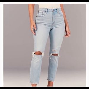 A&F curve love high rise mom jeans